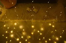 Гірлянда штора водоспад з гачком від USB 100 LED 3х1 м жовта - мініатюра 8
