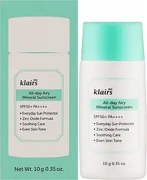 М’який мінеральний сонцезахисний крем Klairs All-day Airy Mineral Sunscreen 10 г - мініатюра 2