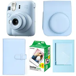 Набор камера Fujifilm Instax Mini 12, Фотобумага 20шт, Чехол, Фотоальбом 108 фото, Фоторамка Голубой