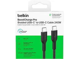 Кабель USB Type-C Belkin Boost Up Charge Pro Braided USB-C to USB-C 240W 1m Black (CAB025HQ1MBK) - мініатюра 2