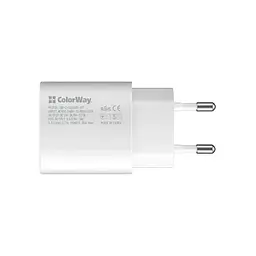 Мережевий зарядний пристрій White 1xUSB-C 3A ColorWay teh0028591 - мініатюра 2