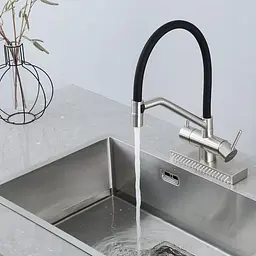Змішувач для кухні з водоспадом, гнучкий вилив, нержавіюча сталь Gappo G4098-5, Нержавіюча сталь - мініатюра 4