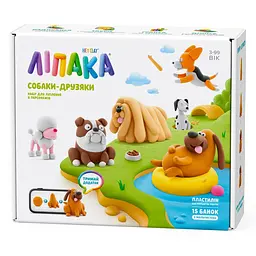 Дитячий меганабір пластиліну "Собаки-друзі" Lipaka 15030-UA01 самостійно твердіє