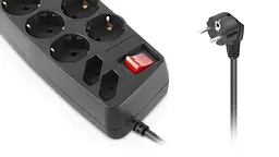 Фільтр мережевий RS-10 Protect, 10 розеток, 1.8 м, Black REAL-EL teh0024047 - мініатюра 2
