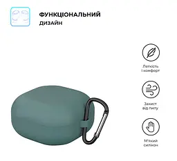 Силіконовий чохол для навушників Samsung Galaxy Buds Live/Buds 2/Buds 2 Pro/Buds Pro/Buds FE SM-R400, Hang Case, зелений, ультратонкий захисний кейс товщиною 2 мм, захист від подряпин, пилу та ударів, компактний, з карабіном для кріплення - мініатюра 2