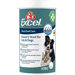 Вітаміни 8in1 Excel Brewers Yeast для собак і котів, пивні дріжджі з часником, для шкіри та шерсті 780 шт