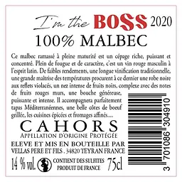 Вино Vignobles Vellas I'm The Boss AOP Cahors 2020 червоне сухе 0.75 л - мініатюра 2