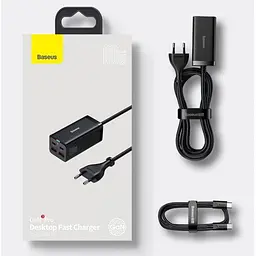 Мережевий зарядний пристрій Baseus GaN3 Pro Desktop Fast Charger 2Type-C+2USB 100 W CCGP000101 Black - мініатюра 8