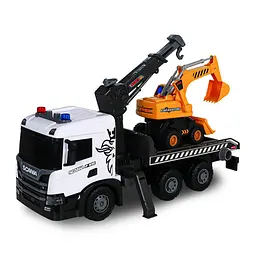 Ігровий набір серії "Super Big Truck" – АВТОКРАН SCANIA З ЕКСКАВАТОРОМ (світло, звук) TechnoDrive 5004KS