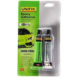 Клей UNIFIX 30г для пластику епоксидний двокомпонентний тюбик (прозорий)