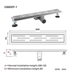Душовий трап Gappo 70х800 мм, нержавіюча сталь G88007-1 - мініатюра 7