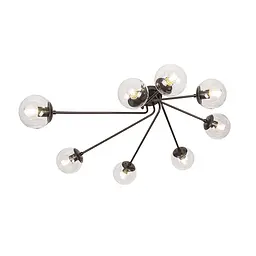 Люстра стельова Levistella 7529803-8 BK+CL, 8 плафонов, E27, чорний метал, прозоре скло, сучасний стиль - мініатюра 2
