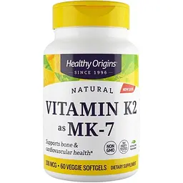 Вітаміни та мінерали Healthy Origins Vitamin K2 100 mcg as MK-7 Natural, 60 вегакапсул
