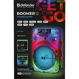 Акустична система 1.0 Boomer 12, 15Вт, Bluetooth/FM/USB/LED/AUX чорна - мініатюра 6