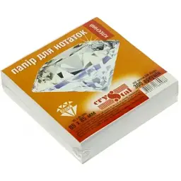 Блок для заміток клеєний 85х85мм 300 аркушів Crystal білий (40)