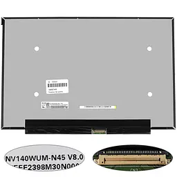 Матриця 14.0" NV140WUM-N45 (1920*1200 30pin(eDP IPS) LED SLIM (без планок та вушек) матові роз'єм по центру внизу) для