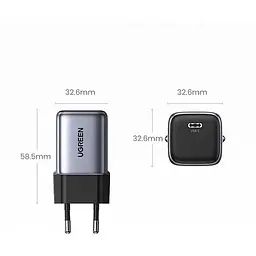 Зарядний пристрій 1xUSB 30W (USB-C) Gan PD Nexode Mini Сірий CD319 Ugreen (90666) - мініатюра 5