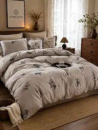 Постельное белье полуторное с текстурой льна Colorful Home Print 2 21686 150х210 см
