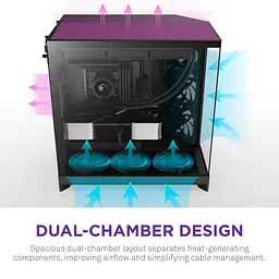 Корпус NZXT H9 Flow Tempered Glass без БЖ Black (CM-H92FB-01) - мініатюра 2