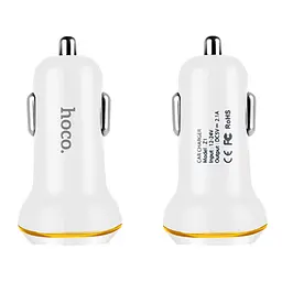 Автомобільний зарядний пристрій Hoco Z1 2 USB білий - мініатюра 2