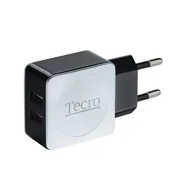 Мережевий зарядний пристрій Tecro (2xUSB, 2.1A) Чорний, Білий (TR-CHG02-BW)