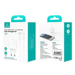 МЗП Usams US-CC226 Kit-Yi Ser. 20W (1USB-C) + кабель Type-C to Lightning White - мініатюра 5