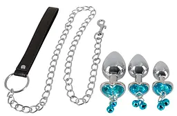 Набір анальних пробок і повідець - Butt Plug Set with a Leash - мініатюра 2