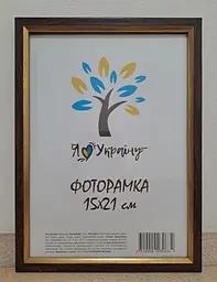 Фоторамка 15х21, коричнева із золотою вставкою, 1210-В186 , СКЛО + КАРТОН                                                                                                                                                                          