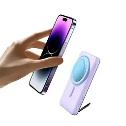 Акумулятор зовнішній - магнітна зарядка бездротової Baseus Magnetic Bracket 10000mAh PPCX080005 фіолетова - мініатюра 2
