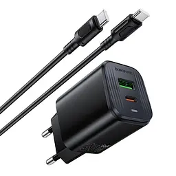 МЗП Borofone BAS85A Star PD30W+QC3.0 (1USB-A/1C) + кабель Type-C to Type-C Black - мініатюра 4