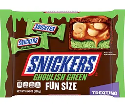 Шоколадні батончики Snickers Ghoulish Green Milk Chocolate Halloween 188г