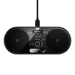 Бездротовий зарядний пристрій Baseus Digital LED Display 2-in-1 Wireless Charger 20W WXSX010001 Black