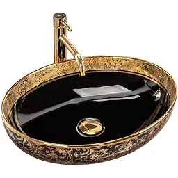 Умивальник Rea Margot black gold накладний REA-U8978, Чорний