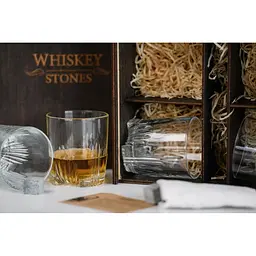 Подарунковий набір Whiskey Stones камені для віскі в дерев'яному пеналі №4 + 4 склянки Bormioli Rocco Selecta + щипці + мішечок - мініатюра 6
