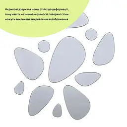 Дзеркальний декор Wall Sticker SW-00002496 акриловий самоклеючий Камінці 12 шт. срібло - мініатюра 2
