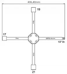 Ключ балонний хрестовий посилений TOPTUL 17,19,21,1/2" AEAL1616 - мініатюра 3