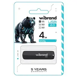 USB Flash 4Gb USB 2.0 Wibrand Grizzly (WI2.0/GR4P3B) Black - мініатюра 2