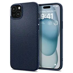 Чохол для iPhone 15 Spigen Liquid Air Navy Blue ACS06791 протиударний