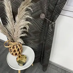 Жакардові штори "геометрія" кавового кольору на тасьмі 2шт. 150х270 ALBO pbe0052386 - мініатюра 3