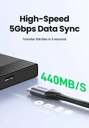Кабель Ugreen 1м USB 3.0 - Micro USB Type-B 5 Гбіт/с 5V/3A USB 3.0 A на Micro-B для жорских дисків чорний (80793) - мініатюра 5