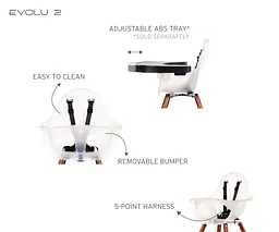 Стілець для годування Childhome Evolu 2 з бампером, горіх (CHEVOCHFR) - мініатюра 14