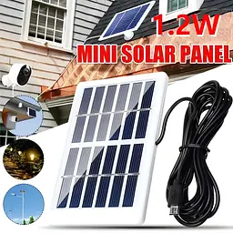 Сонячна міні панель 1,2 Вт 5В зарядний пристрій для кемпінгових ламп світильників та приладів з micro USB входом - мініатюра 2