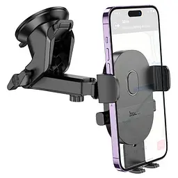 Автотримач Hoco H19 Mighty one-button car holder(center console) Чорний 6942007601580 - мініатюра 4