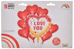 Набір фольгованих кульок "I LOVE YOU" 9 шт святкові декорації - мініатюра 2