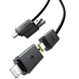 Дата кабель Baseus Versatile Two-for-Two USB/Type-C to Type-C/Lightning 60W (1m) (CB000162) Cosmic Black - мініатюра 4