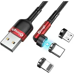 Кабель магнітний із швидкою зарядкою 7 Contact 3 A, 3 в 1 Micro USB/Lightining/Type C, обертання на 540°, 0.5 м Elough hoz0012430