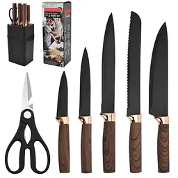 Набір кухонних ножів на підставці Knife Set 7 предметів із нержавіючої сталі