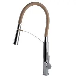Змішувач для кухні TOPAZ MODERNO TMD-8817-H23-BG бежевий з гофро-гусаком та лійкою-душем - мініатюра 8