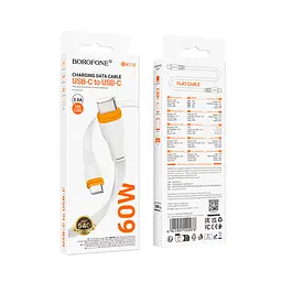 Кабель BOROFONE BX118 Esplendido 60W скачать data cable C to C Белый - миниатюра 2
