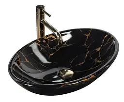 Умивальник Rea Pamela 33x53 black marble shiny (REA-U5067), Глянцева